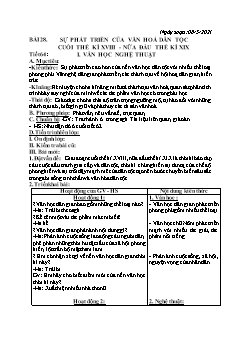 Kế hoạch bài dạy Lịch sử 7 - Tuần 34+35, Tiết 64 đến 70 - Năm học 2020-2021