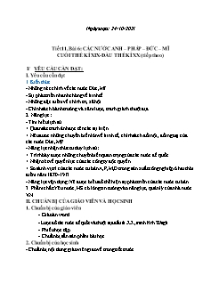 Kế hoạch bài dạy Lịch sử 8 - Tiết 11, Bài 6: Các nước Anh, Pháp, Đức, Mĩ cuối thế kỉ XIX-Đầu thế kỉ XX (Tiếp theo) - Năm học 2021-2022