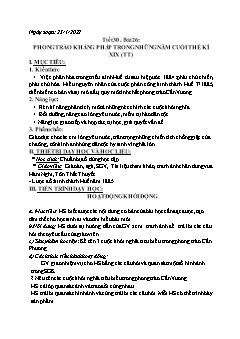Kế hoạch bài dạy Lịch sử 8 - Tiết 30, Bài 26: Phong trào kháng Pháp trong những năm cuối thế kỉ XIX (Tiếp theo) - Năm học 2021-2022
