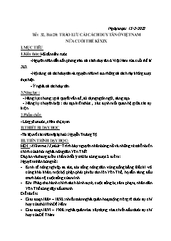 Kế hoạch bài dạy Lịch sử 8 - Tiết 32, Bài 28: Trào lưu cải cánh Duy Tân ở Việt Nam nửa cuối thế kỉ XIX - Năm học 2021-2022