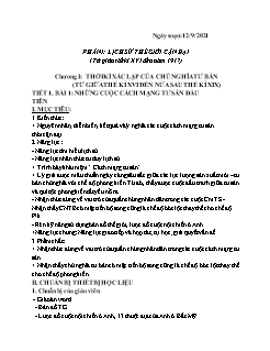 Kế hoạch bài dạy Lịch sử 8 - Tuần 1, Tiết 1 đến 4 - Năm học 2021-2022