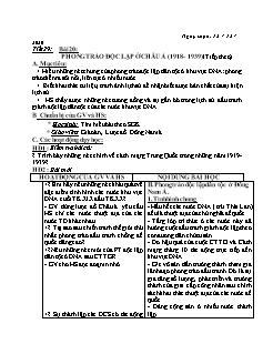 Kế hoạch bài dạy Lịch sử 8 - Tuần 15, Tiết 29+30 - Năm học 2020-2021