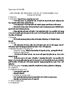 Kế hoạch bài dạy Lịch sử 9 - Chương III, Tiết 10: Nước Mĩ - Năm học 2021-2022