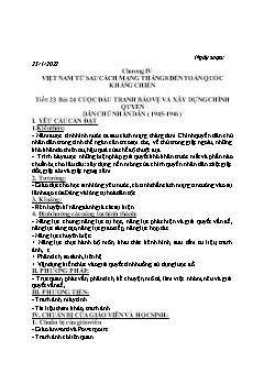 Kế hoạch bài dạy Lịch sử 9 - Chương IV, Tiết 23+24 - Năm học 2021-2022