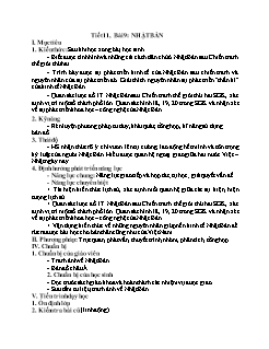 Kế hoạch bài dạy Lịch sử 9 - Tiết 11, Bài 9: Nhật Bản