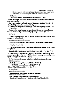 Kế hoạch bài dạy Lịch sử 9 - Tiết 22, Bài 23: Tổng khởi nghĩa Tháng tám 1945 và sự thành lập nước Việt Nam Dân chủ Cộng hòa - Năm học 2021-2022