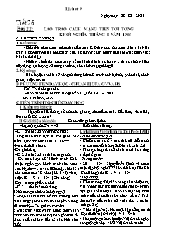 Kế hoạch bài dạy Lịch sử 9 - Tiết 26+27 - Năm học 2021-2022 - Nguyễn Duy Đại
