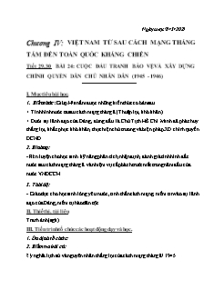 Kế hoạch bài dạy Lịch sử 9 - Tiết 29+30, Bài 24: Cuộc đấu tranh bảo vệ và xây dựng chính quyền dân chủ nhân dân (1945-1946) - Năm học 2020-2021