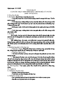 Kế hoạch bài dạy Lịch sử 9 - Tiết 33+34, Bài 29: Cả nước trực tiếp chiến đấu chống Mĩ, cứu nước (1965-1973) - Năm học 2021-2022