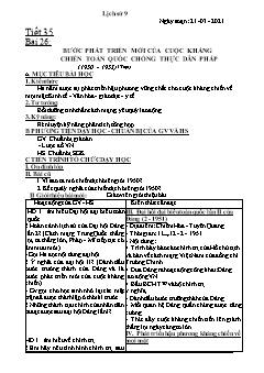 Kế hoạch bài dạy Lịch sử 9 - Tiết 35+36 - Năm học 2021-2022 - Nguyễn Duy Đại
