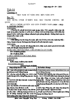 Kế hoạch bài dạy Lịch sử 9 - Tiết 39+40, Bài 28: Xây dựng Chủ nghĩa xã hội ở miền Bắc, đấu tranh chống đế quốc Mỹ và chính quyền Sài Gòn ở miền Nam (1954-1965) - Năm học 2021-2022 - Nguyễn Duy Đại