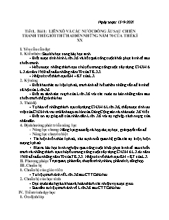 Kế hoạch bài dạy Lịch sử 9 - Tuần 1 - Năm học 2021-2022