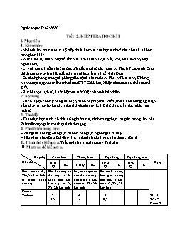 Kế hoạch bài dạy Lịch sử 9 - Tuần 13, Tiết 12: Kiểm tra học kì I - Năm học 2021-2022