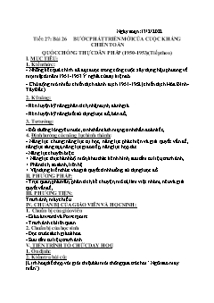 Kế hoạch bài dạy Lịch sử 9 - Tuần 22 - Năm học 2021-2022