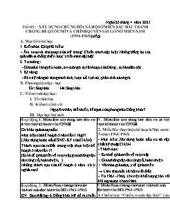 Kế hoạch bài dạy Lịch sử 9 - Tuần 32, Tiết 43+44 - Năm học 2020-2021
