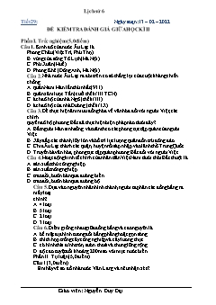 Kế hoạch bài dạy Lịch sử Lớp 6 - Tiết 29 đến 31 - Năm học 2021-2022 - Nguyễn Duy Đại