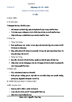 Kế hoạch bài dạy Lịch sử Lớp 6 - Tiết 36+37, bài 19: Vương Quốc Phù Nam - Năm học 2021-2022 - Nguyễn Duy Đại