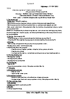Kế hoạch bài dạy Lịch sử Lớp 8 - Tiết 1+2 - Năm học 2021-2022 - Nguyễn Duy Đại