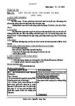 Kế hoạch bài dạy Lịch sử Lớp 8 - Tiết 19 đến 24 - Năm học 2021-2022 - Nguyễn Duy Đại