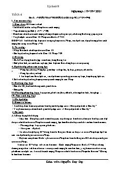 Kế hoạch bài dạy Lịch sử Lớp 8 - Tiết 3, Bài 2: Nước Pháp trước cách mạng - Năm học 2021-2022 - Nguyễn Duy Đại