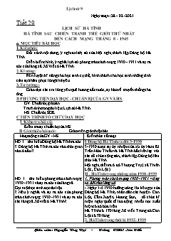 Kế hoạch bài dạy Lịch sử Lớp 9 - Tiết 29+30 - Năm học 2020-2021 - Nguyễn Duy Đại
