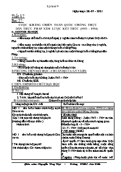 Kế hoạch bài dạy Lịch sử Lớp 9 - Tiết 37+38 - Năm học 2020-2021 - Nguyễn Duy Đại