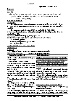 Kế hoạch bài dạy Lịch sử Lớp 9 - Tiết 40+41, Bài 28: Xây dựng Chủ nghĩa xã hội ơ miền Bắc, Đấu tranh chống đế quốc Mỹ và chính quyền Sài Gòn ở miền Nam (1954-1965) - Năm học 2020-2021 - Nguyễn Duy Đại