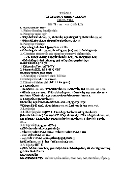 Kế hoạch bài dạy Lớp 1 - Tuần 10 - Năm học 2021-2022 - Phạm Thị Thanh Hoài