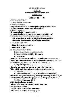 Kế hoạch bài dạy Lớp 1 - Tuần 10 - Năm học 2021-2022 - Thái Thị An