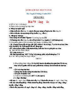 Kế hoạch bài dạy Lớp 1 - Tuần 11 - Năm học 2021-2022 - Lê Thị Thanh Nga