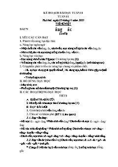 Kế hoạch bài dạy Lớp 1 - Tuần 11 - Năm học 2021-2022 - Thái Thị An
