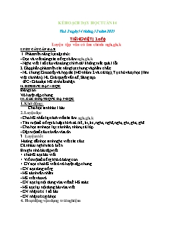 Kế hoạch bài dạy Lớp 1 - Tuần 14 - Năm học 2021-2022 - Lê Thị Thanh Nga