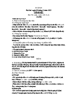 Kế hoạch bài dạy Lớp 1 - Tuần 15 - Năm học 2021-2022 - Phạm Thị Thanh Hoài