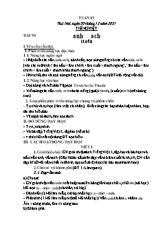 Kế hoạch bài dạy Lớp 1 - Tuần 15 - Năm học 2021-2022 - Thái Thị An