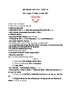 Kế hoạch bài dạy Lớp 1 - Tuần 16 - Năm học 2021-2022 - Lê Thị Thanh Nga