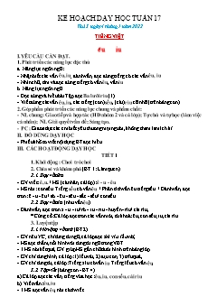 Kế hoạch bài dạy Lớp 1 - Tuần 17 - Năm học 2021-2022 - Lê Thị Thanh Nga