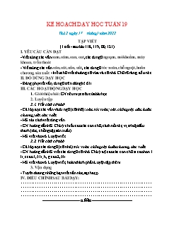 Kế hoạch bài dạy Lớp 1 - Tuần 19 - Năm học 2021-2022 - Lê Thị Thanh Nga