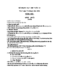 Kế hoạch bài dạy Lớp 1 - Tuần 21 - Năm học 2021-2022 - Lê Thị Thanh Nga