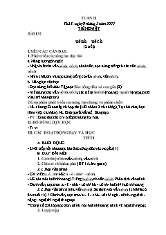 Kế hoạch bài dạy Lớp 1 - Tuần 21 - Năm học 2021-2022 - Thái Thị An