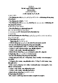 Kế hoạch bài dạy Lớp 1 - Tuần 4 - Năm học 2021-2022 - Thái Thị An
