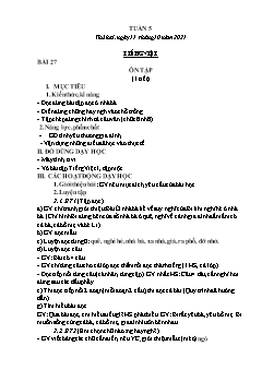 Kế hoạch bài dạy Lớp 1 - Tuần 5 - Năm học 2021-2022 - Thái Thị An