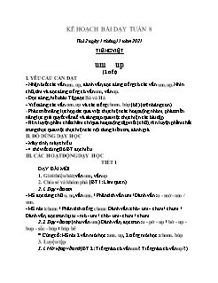 Kế hoạch bài dạy Lớp 1 - Tuần 8 - Năm học 2021-2022 - Lê Thị Thanh Nga