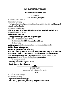 Kế hoạch bài dạy Lớp 1 - Tuần 9 - Năm học 2021-2022 - Thái Thị An