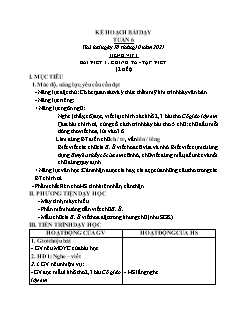 Kế hoạch bài dạy Lớp 2 - Tuần 6 - Năm học 2021-2022 - Lê Thị Nữ