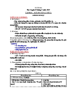 Kế hoạch bài dạy Lớp 3 - Tuần 11 - Năm học 2021-2022 - Nguyễn Thị Tố Nga