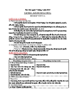 Kế hoạch bài dạy Lớp 3 - Tuần 19 - Năm học 2021-2022 - Nguyễn Thị Tố Nga