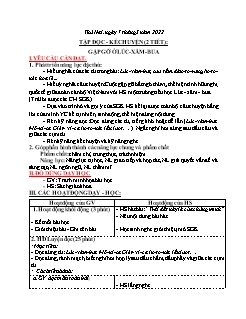Kế hoạch bài dạy Lớp 3 - Tuần 25 - Năm học 2021-2022 - Nguyễn Thị Tố Nga