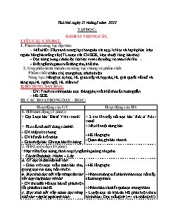 Kế hoạch bài dạy Lớp 3 - Tuần 27 - Năm học 2021-2022 - Nguyễn Thị Cẩm Nhung