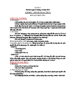 Kế hoạch bài dạy Lớp 3 - Tuần 7 - Năm học 2021-2022 - Nguyễn Thị Cẩm Nhung