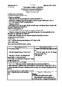 Kế hoạch bài dạy Lớp 4 - Tuần 10 - Năm học 2021-2022 - Nguyễn Thị Bích Ngọc